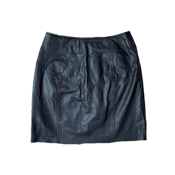 Byrnes & Baker Vintage Real Leather Skirt Womens Size 6 Luxury 90s Black Mini - Picture 1 of 6
